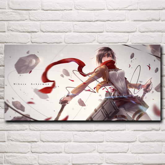 Shingeki No Kyojin Japanese Anime Girls Posters and Prints Silk Painting Art Home Decoration Wall Pictures Living Room Decor