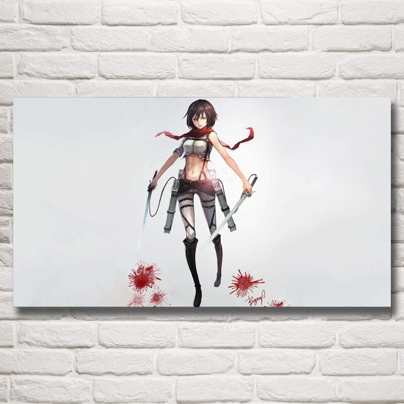 Shingeki No Kyojin Ackerman Anime Girls Poster Wall Art Silk Print Decoration Painting Bedroom Home Pictures Decor Living Room