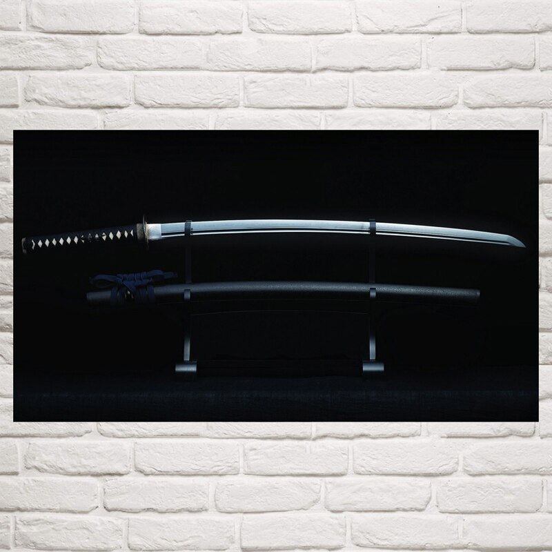 Samurai Katana Japanese Anime Posters and Prints Wall Art Living Room Silk Painting Bedroom Decoration Home Decor Pictures