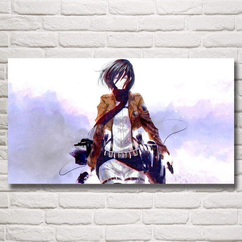 Shingeki No Kyojin Ackerman Anime Girls Poster Wall Art Silk Print Decoration Painting Bedroom Home Pictures Decor Living Room