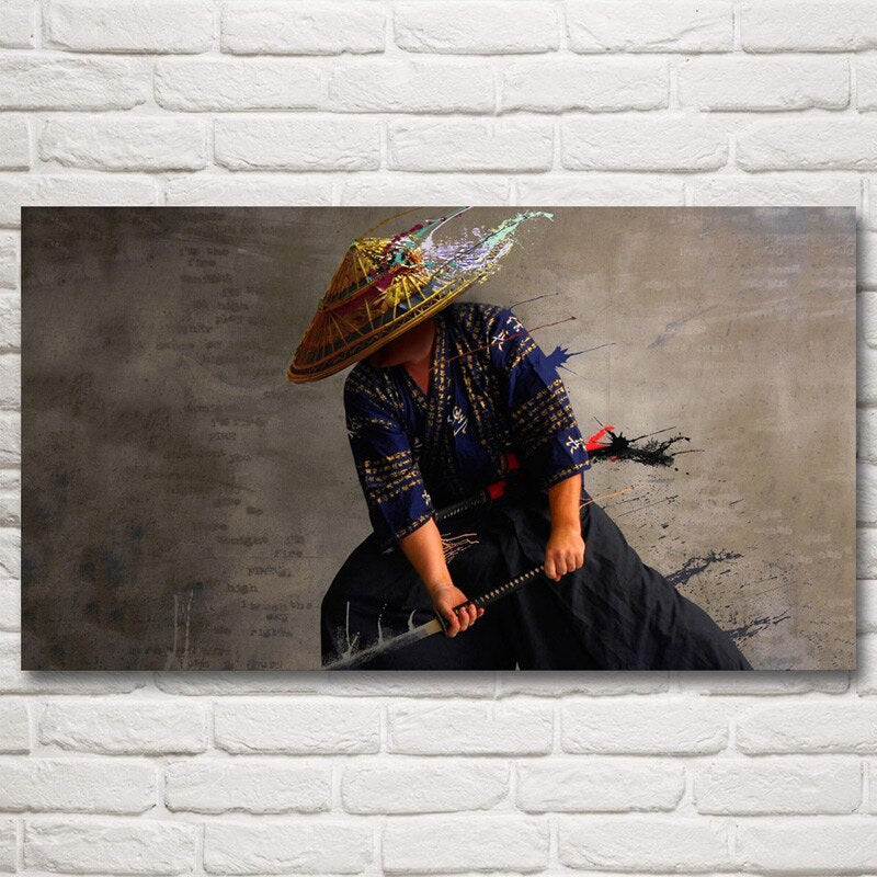 Samurai Katana Japanese Anime Posters and Prints Wall Art Living Room Silk Painting Bedroom Decoration Home Decor Pictures