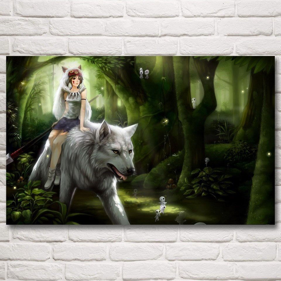 Princess Mononoke Forest Hayao Miyazaki Anime Posters and Prints Art Silk Paintings Wall Decor Home Pictures Living Room Bedroom