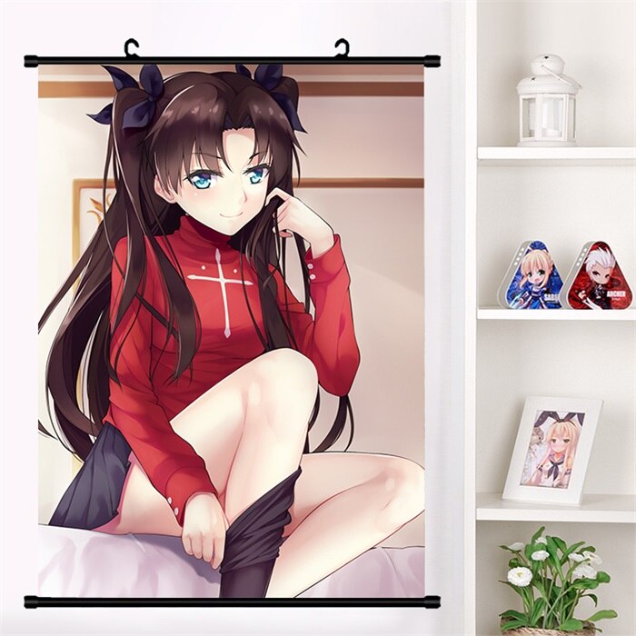 Japan Anime Fate/stay night Tohsaka Rin Sexy Cosplay Wall Scroll Mural Poster Wall Hang Poster Otaku Home Art Decor Collect Gift