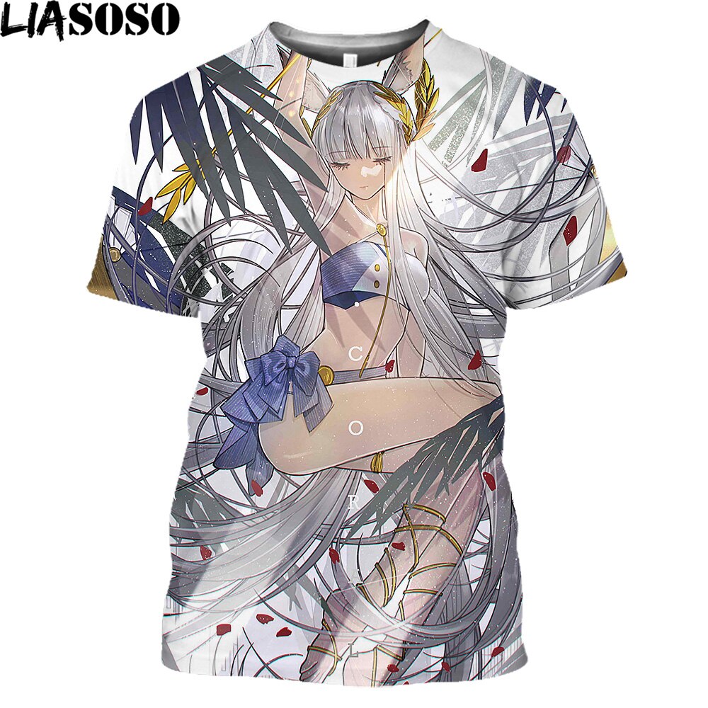 LIASOSO Anime Arknights Fashion T Shirt Homme Second Element Game Sexy Girl Casual Cartoon T-shirt Summer Streetwear Men T Shirt