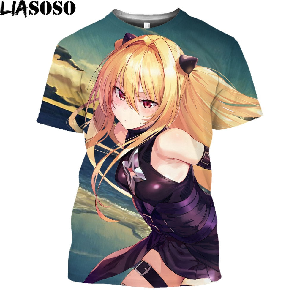 LIASOSO To Love Ru Printed T-Shirts Momo Belia Deviluke Eve Cospaly Tshirts Tops Men Cool Summer Tees Funny Streetwear T Shirt