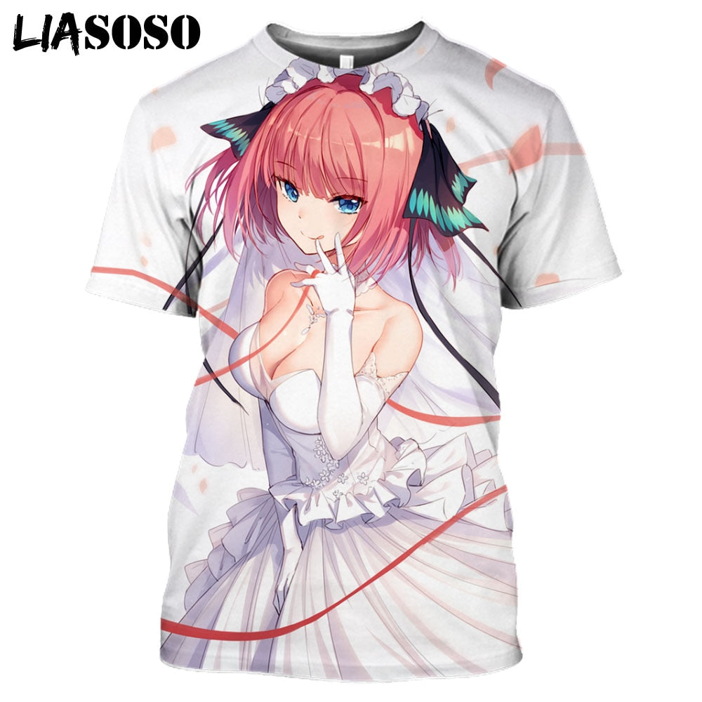 Nino Nakano The Quintessential Quintuplets Sexy Swimwear Girl Print Mangas Anime T Shirt Japanese Streetwear Otaku Oversize Tops