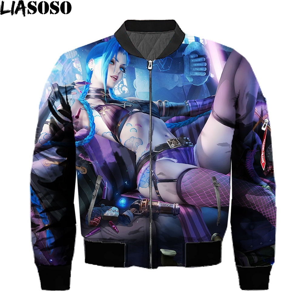 Anime League Of Legends Arcane Jackets 3D Print Men Streetwear Winter Coat Game LOL Bomber Jackets Hoilday Top Black Friday 2021