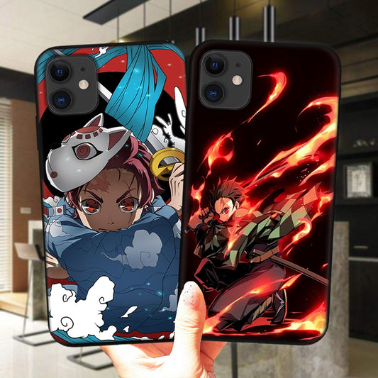 Demon Slayer Japan Anime Phone Case For iPhone 11 12 Pro Max X XS XR 6 6S 7 8 Plus 5S SE 2020 12Pro 12Mini Black Silicone Cover
