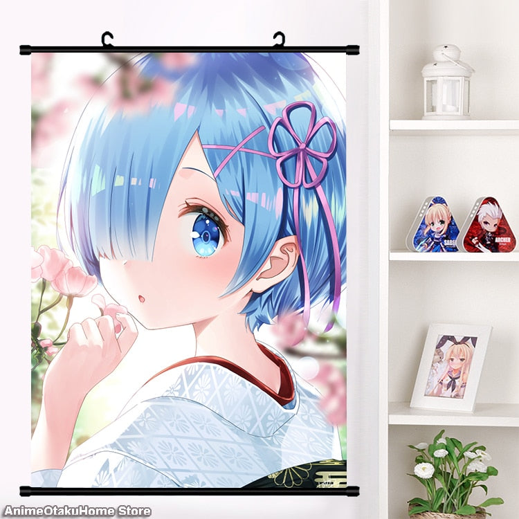 Anime Re:zero kara hajimeru isekai seikatsu Rem Ram Emilia Satella Girl Wall Scroll Mural Poster Wall Hanging Poster Home Decor