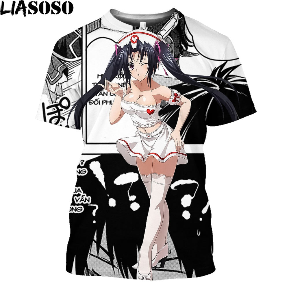 LIAOSOS Anime Sexy Nurse Doctor Hot Sexy Body Loli Print Shirt 3D Hentai Men Women T-shirt Funny Otaku Clothing Maid Outfit