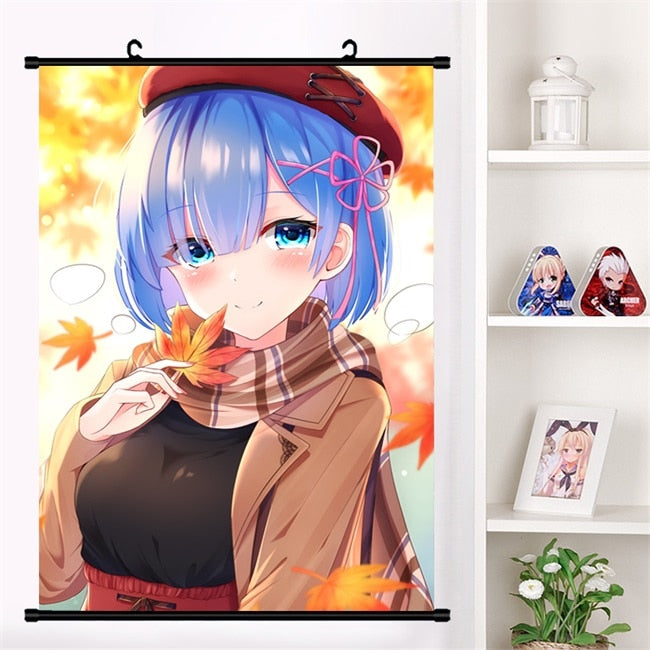 Anime Re:zero kara hajimeru isekai seikatsu Rem Ram Emilia Satella Girl Wall Scroll Mural Poster Wall Hanging Poster Home Decor