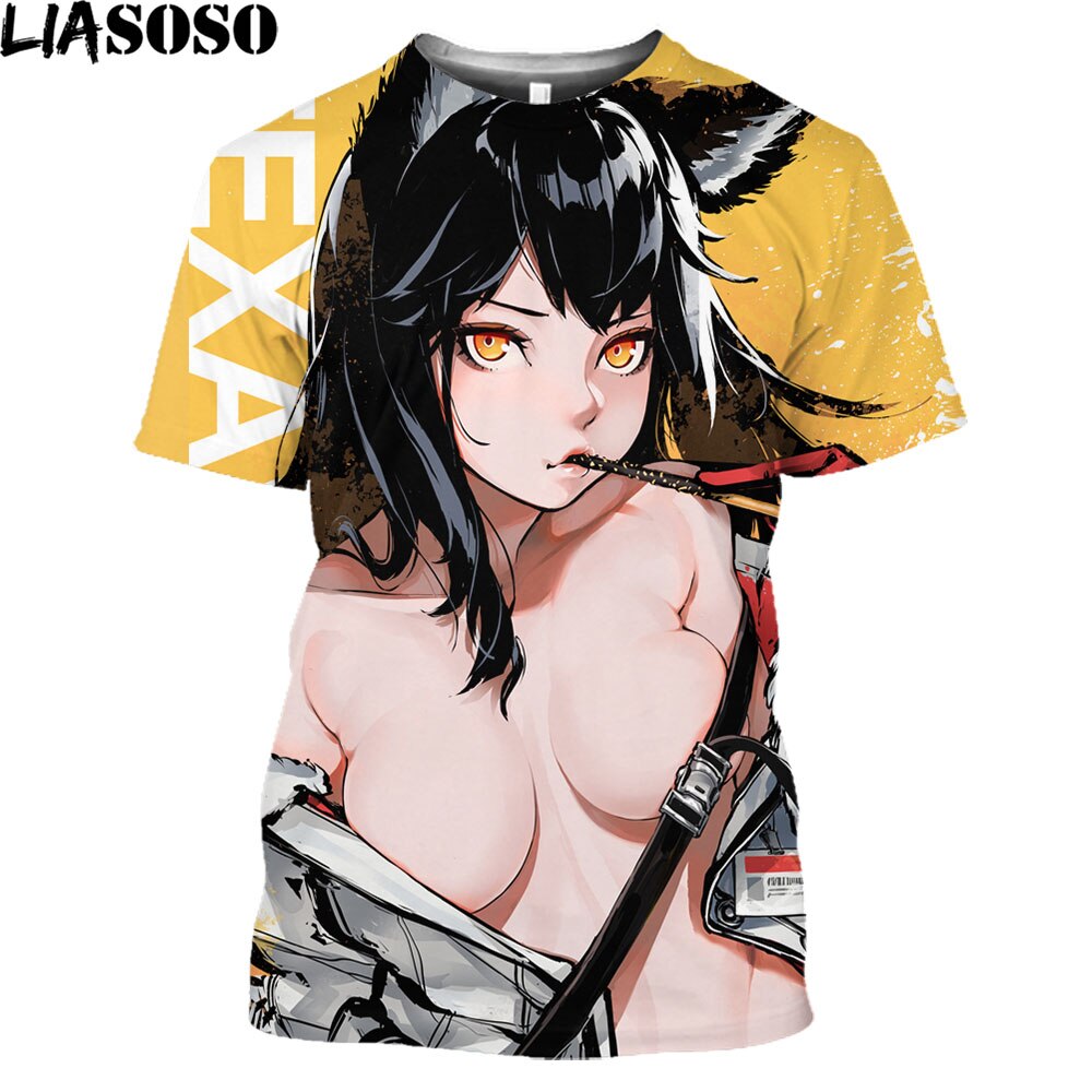 Arknights Vintage T Shirt Men Women Anime Cosplay Arknights Graphic Tee Casual O-Neck Kawaii Clothes Summer Plus Size Tops