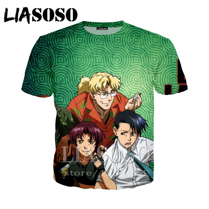 LIASOSO Summer Japanese Anime Shirt Men's Clothing 3D Print Women's Casual Tight T-shirt 2020 Hip Hop Fashion Tee Black Lagoon