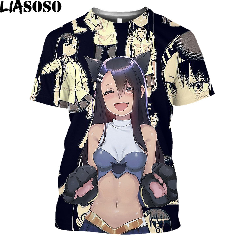 Anime Don't Toy with Me Miss Nagatoro T Shirt Harajuku Summer Short Sleeve Oversized T-shirt Unisex Casual Hentai Girl Tops Tees