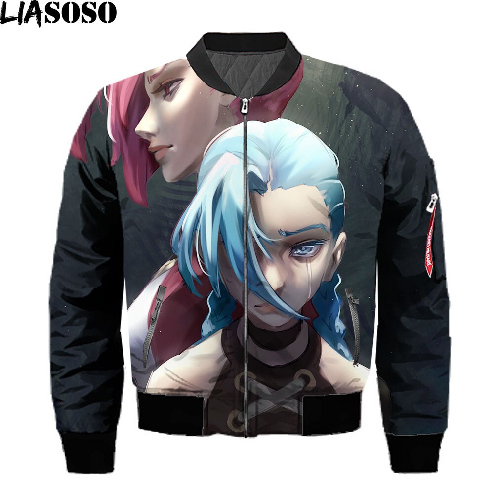 League Of Legends Arcane Jackets 3D Print Anime Men Streetwear Harajuku Coat Game LOL Bomber Jackets Punk Tops Black Friday 2021