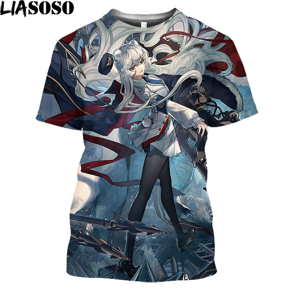 Arknights Vintage T Shirt Men Women Anime Cosplay Arknights Graphic Tee Casual O-Neck Kawaii Clothes Summer Plus Size Tops