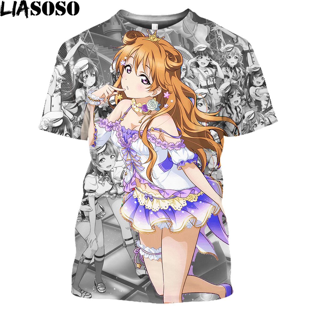 LIASOSO Summer 3D Love Live Printed Cartoon Cute Girl Anime Love Live Men And Women T-shirt Children's Hip Hop Short Sleeve