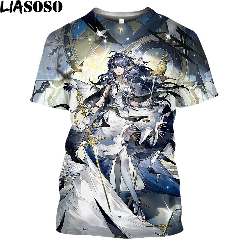 Arknights Vintage T Shirt Men Women Anime Cosplay Arknights Graphic Tee Casual O-Neck Kawaii Clothes Summer Plus Size Tops