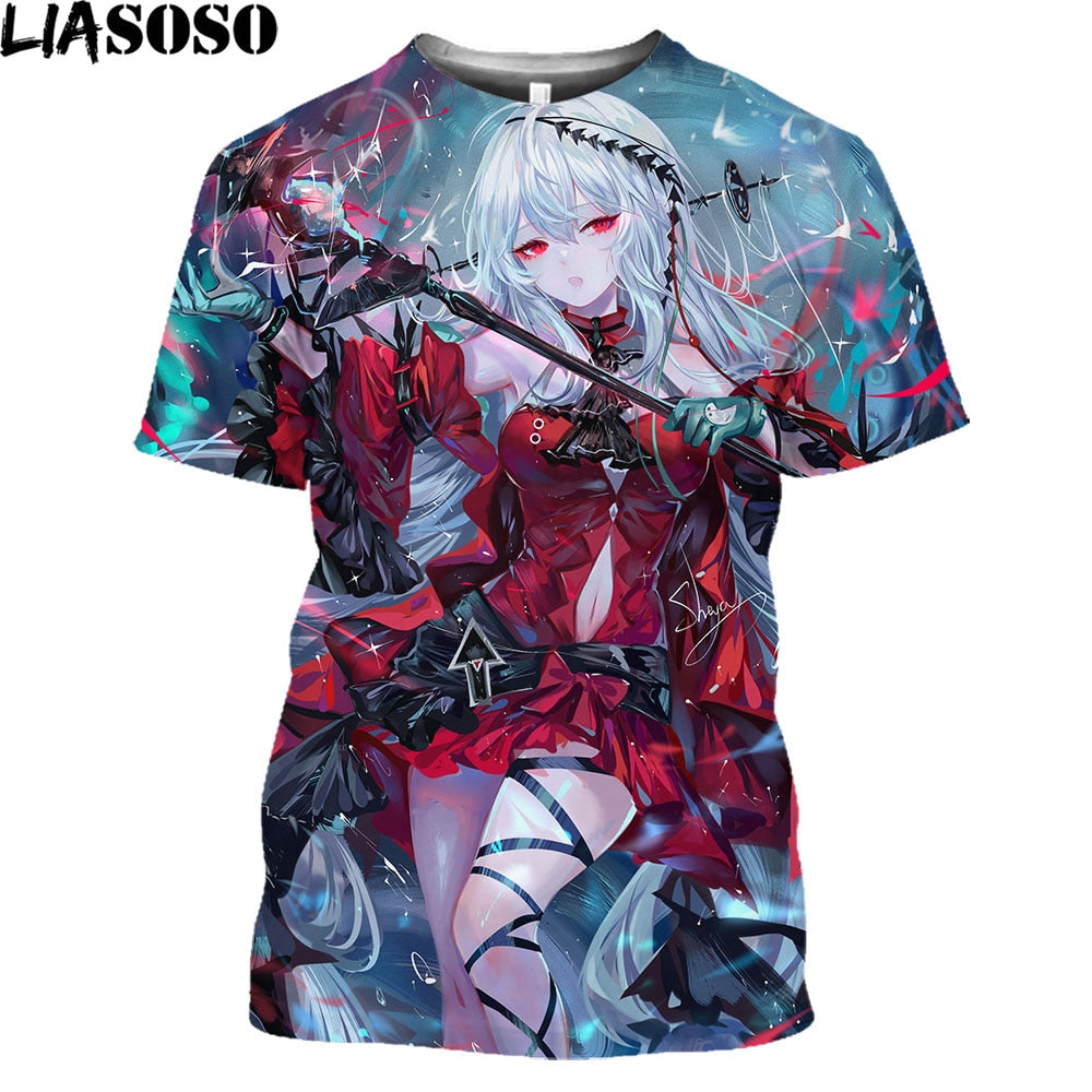 Arknights Vintage T Shirt Men Women Anime Cosplay Arknights Graphic Tee Casual O-Neck Kawaii Clothes Summer Plus Size Tops