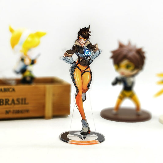 OW watch Tracer acrylic stand figure model plate holder cake topper anime OVER LOVELY SEXY HEROES games