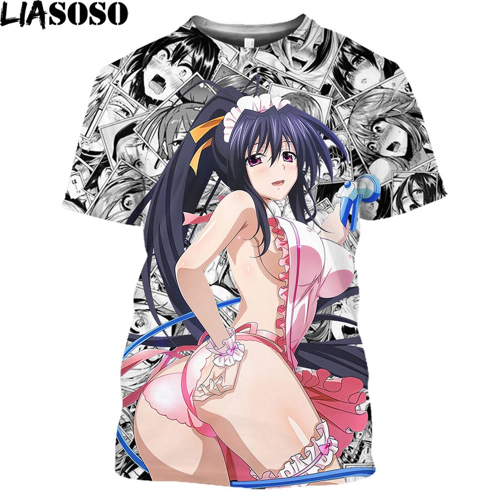 High School DXD Anime T Shirts Men Cosplay Sexy Girl Rias Cartoon T-shirt Hentai Temptation Japanese Streetwear Hip Hop Tops