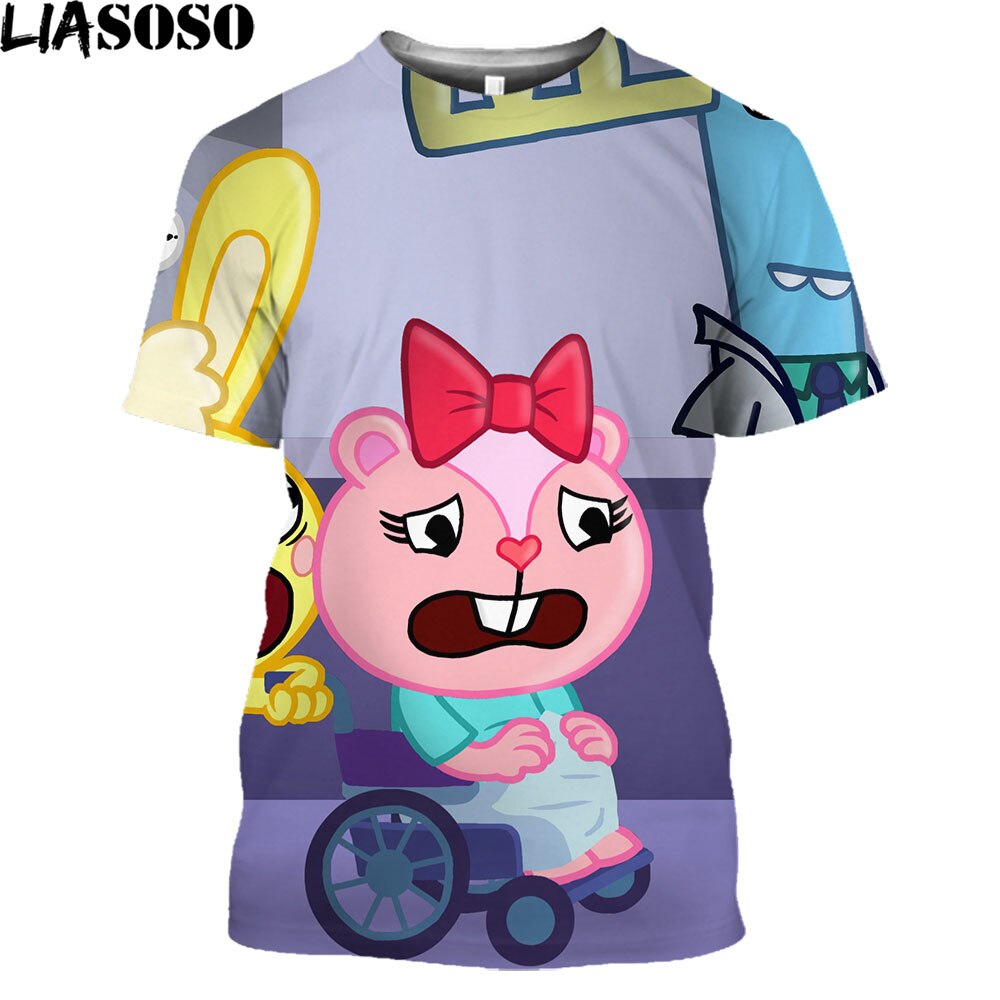 Anime Happy Tree Friends Men/Women New Fashion Cool 3D Printed T-shirts Trendy Leisure Tshirt Streetwear Tops Drop Shipping