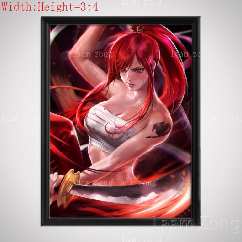 Fairy Tail Cartoon Erza Scarlet Bunny Girl Anime Sexy Nude Girl Kawaii Poster For Living Room Bedroom Decor Wall Custom