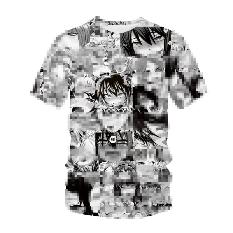 Ahegao T-shirt Anime 3D Print Men Women pop it Hentai Pattern O-Neck Hip Hop T Shirt Harajuku Casual Tops Sexy Girl Clothing