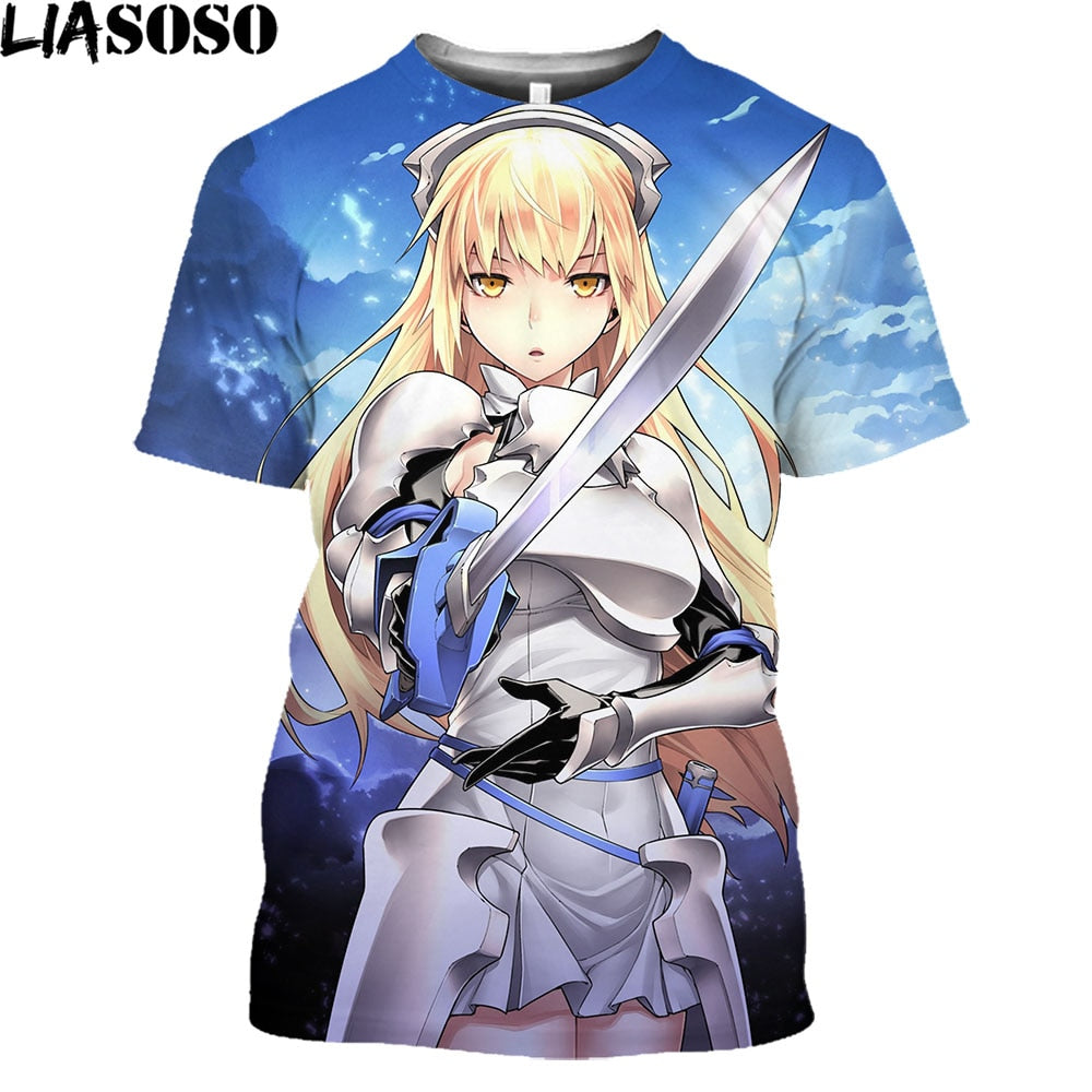 Anime Danmachi Hestia Naked Beauty Girl Print Graphic T Shirt Homme Sexy Virgin Killer Uniform Temptation Alternative Clothing