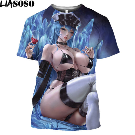 LIASOSO Girls Bikini T-shirts Women Men 3D Print Sexy Female Cartoon Figure T Shirt Japan Anime Shirt Hip Hop Harajuku Clothes