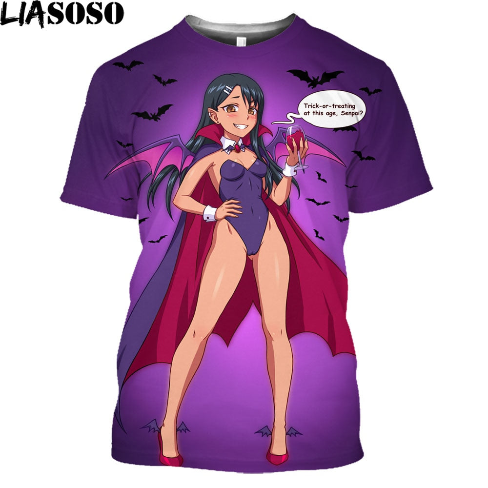 Anime Nagatoro 3D Printed T Shirt Men Women Daily Mangas Don't Toy With Me Loli Harajuku Shirt Lewd Hentai Sexy Girl Tops Tees