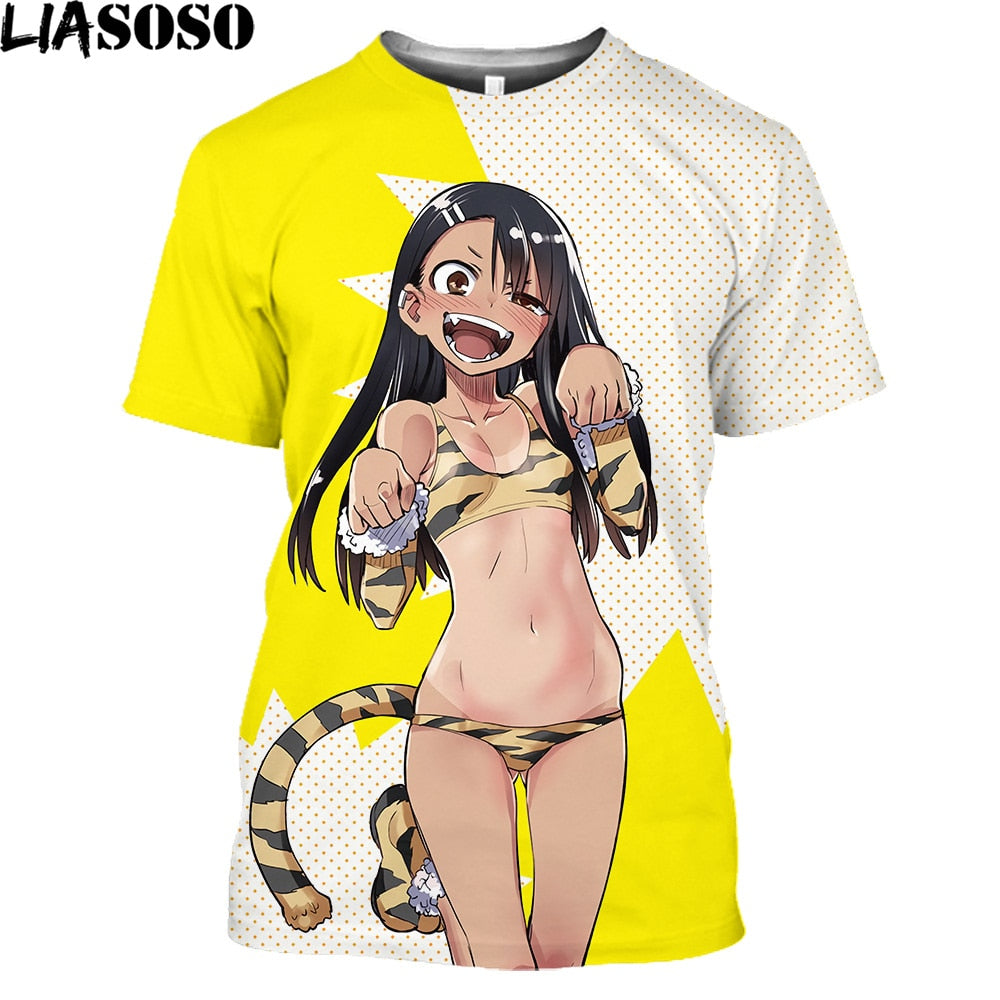 Anime Nagatoro 3D Printed T Shirt Men Women Daily Mangas Don't Toy With Me Loli Harajuku Shirt Lewd Hentai Sexy Girl Tops Tees