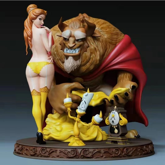 Anime Figure Fantasy Love Beast and Beauty 1/24 Scale 85mm Miniatures Resin Model Kit Unassembled Dioramas Unpainted Statue Toys