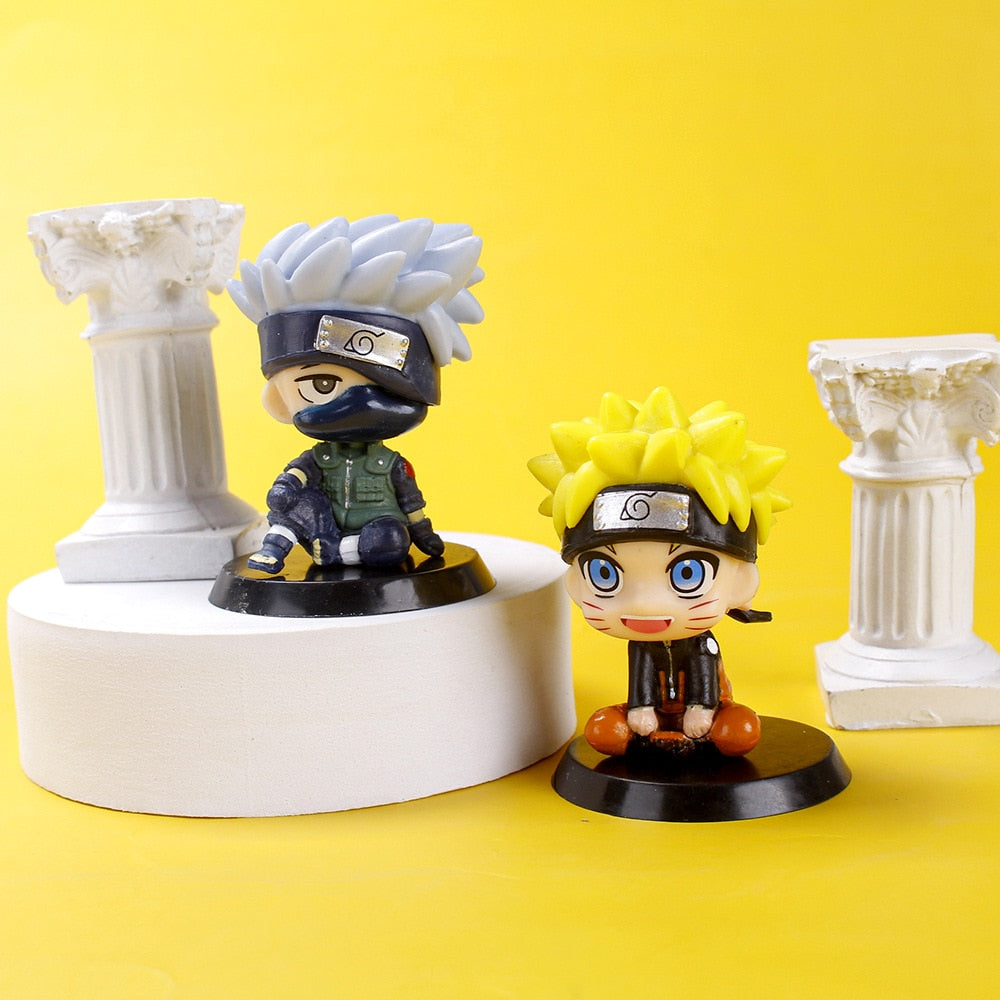 Kawaii Anime Naruto Figure Uzumaki Naruto Kakashi Q Figurals Uchiha Sasuke Itachi Cute Toys Car Desk Decoration Model Doll Gifts