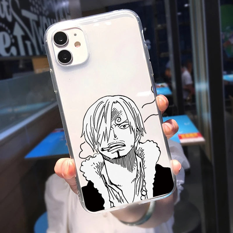 Japan Anime One Piece Cartoon Luffy Phone Case For iPhone 13 12 11 Pro X XS Max Mini 7 8 Plus SE 2020 2022 XR Transparent Cover