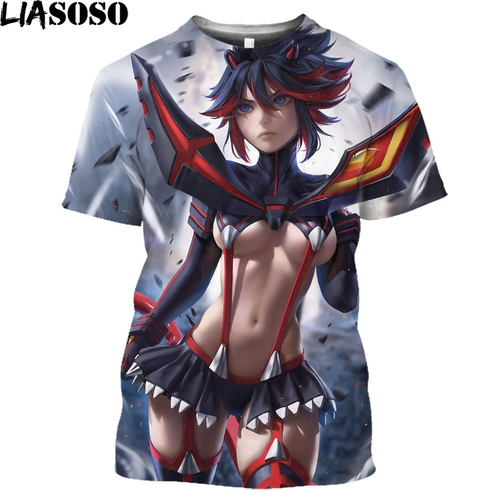 LIASOSO Hot Anime Kill La Kill Printed 3D T-shirt Men Women Summer Loose Harajuku Style Shirts Unisex Streetwear Tees Tops