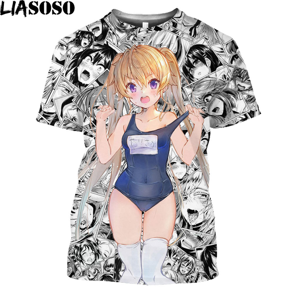 LIASOSO Anime Sexy Nurse Swimsuit Hot Sexy Body Loli Print Shirt 3D Summer Men Women T-shirt Holiday Otaku Clothing Maid Outfit