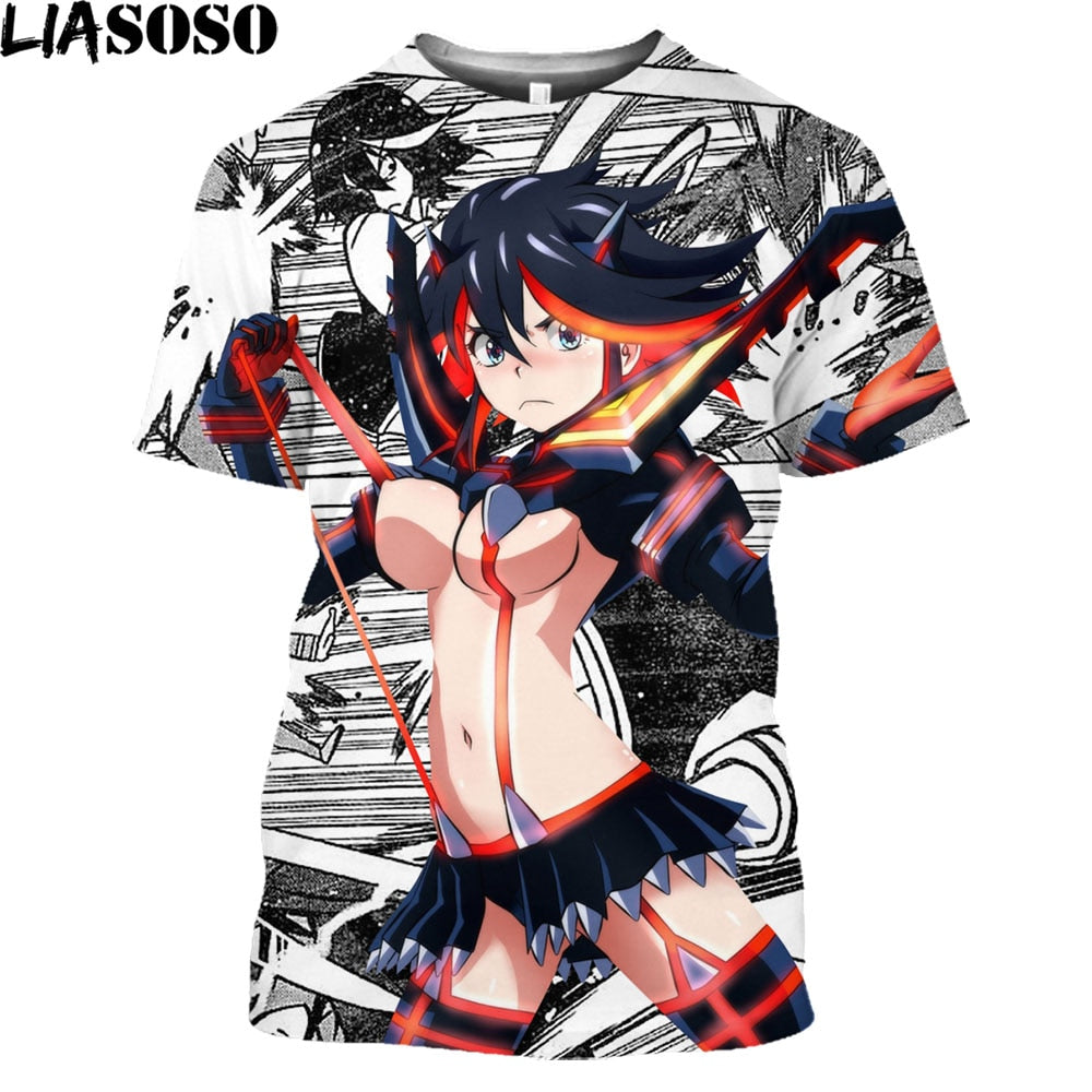 LIASOSO Hot Anime Kill La Kill Printed 3D T-shirt Men Women Summer Loose Harajuku Style Shirts Unisex Streetwear Tees Tops