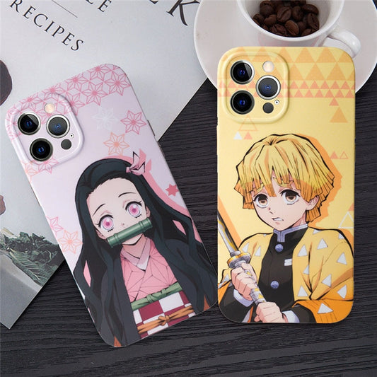 Cartoon Japan Anime Demon Slayer Phone Case For iPhone 11 12 13 Pro MAX XS XR X 7 8Plus Kimetsu No Yaiba Soft IMD Cover Fundas