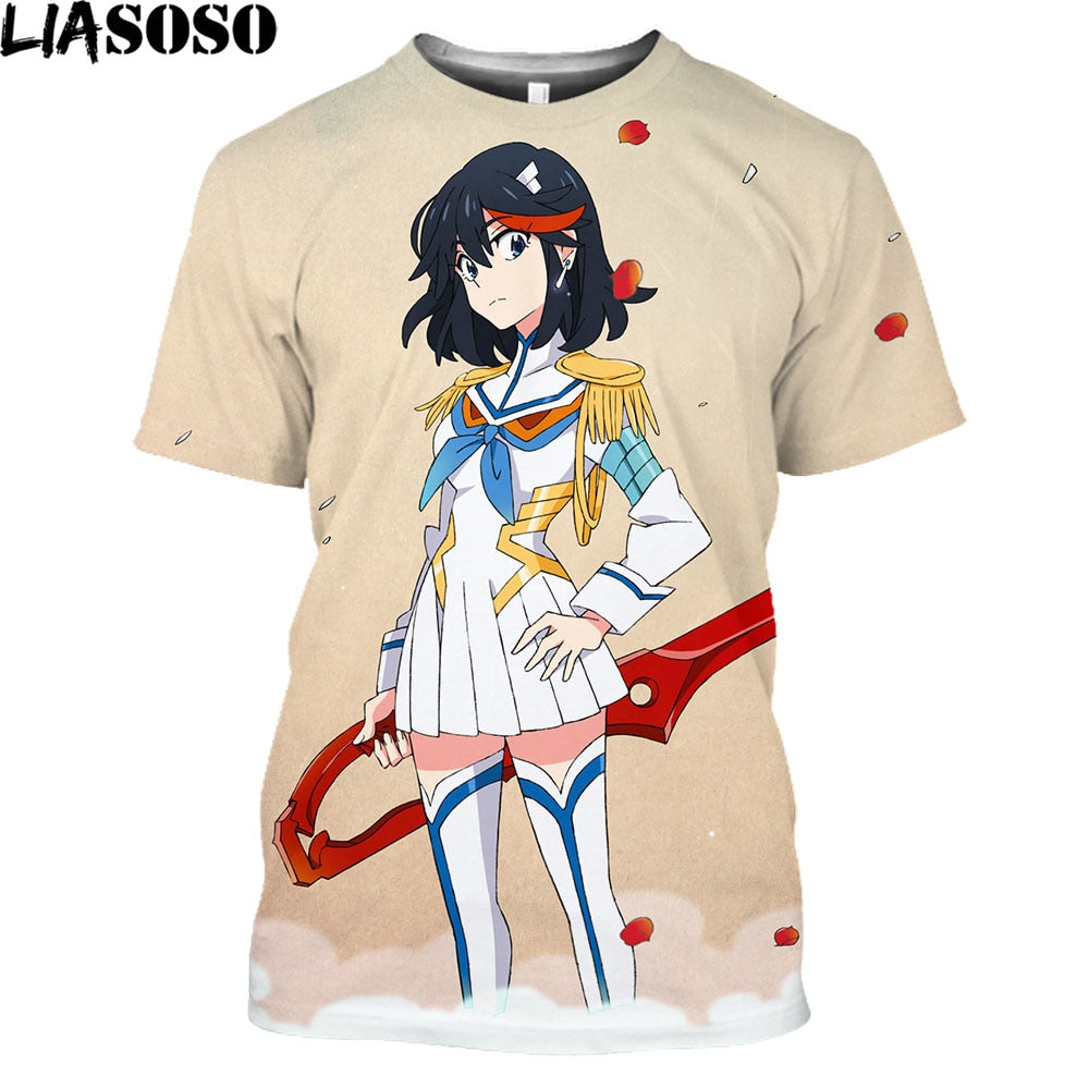 LIASOSO Hot Anime Kill La Kill Printed 3D T-shirt Men Women Summer Loose Harajuku Style Shirts Unisex Streetwear Tees Tops