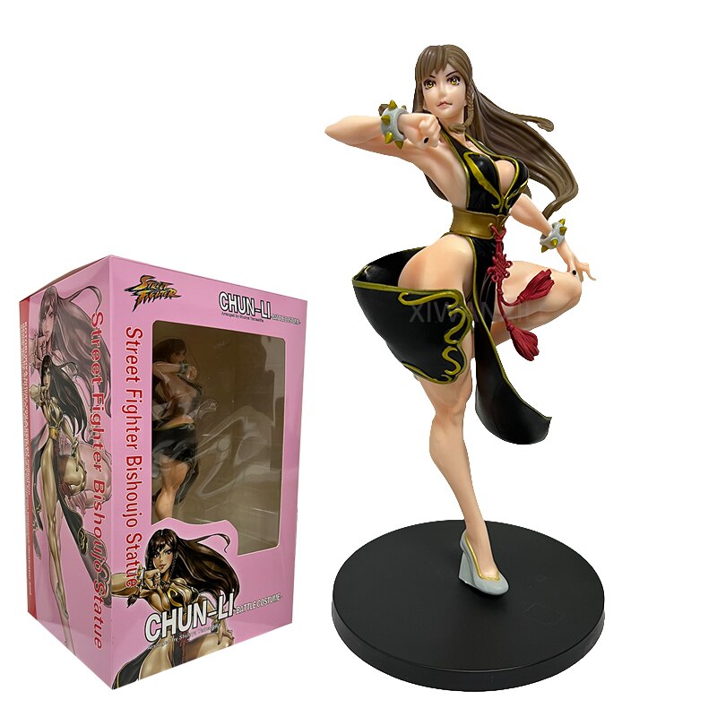 23cm Street Fighter V Bishoujo Anime Figure Chun Li Battle Costume Action Figure Sexy Girl Figure Collection Model Doll Toys