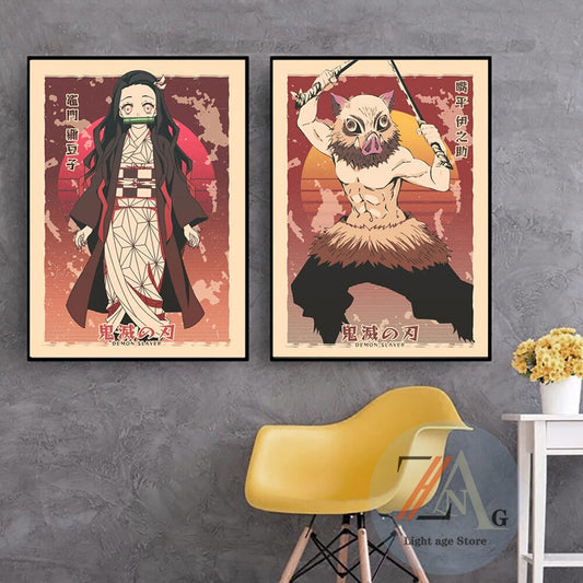 Japanese Demon Slayer Anime Poster Character Canvas Painting Print Cuadros Art Wall Decoration Mural Kids Room Home Decor Custom