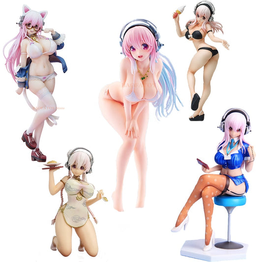 21cm Super Sonico Bikini Style Ver Anime Figure Super Sonico Sexy Girl Action Figure Nitroplus Figure Collection Model Doll Toys
