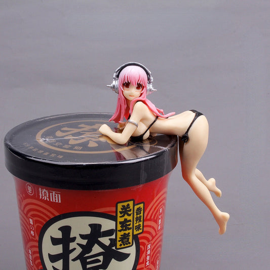 10cm Anime SUPER SONICO THE ANIMATION SUPERSONICO Action Figure Sexy Doll Swimsuit Pressed Instant Noodles PVC Collection Model