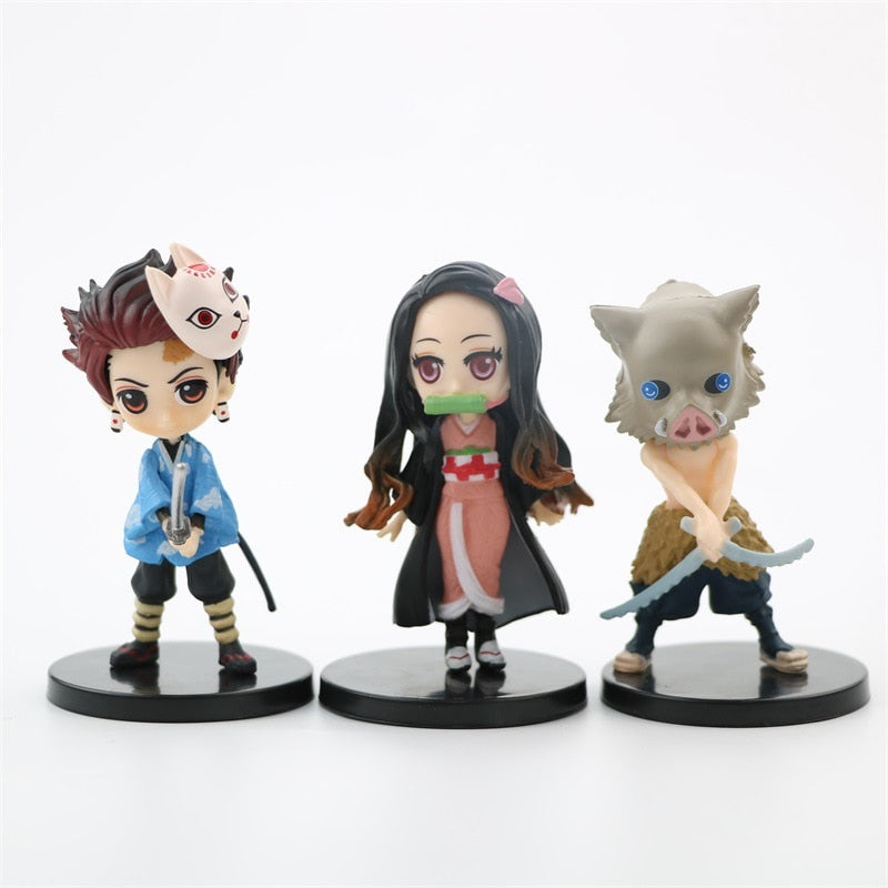 6pcs/set Anime Demon Slayer Figure Kimetsu No Yaiba Figure Q Posket Kamado Tanjirou Kamado Nezuko Agatsuma Figure Toys 7cm