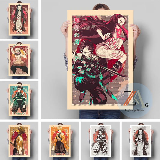 Japanese Demon Slayer Anime Poster Character Canvas Painting Print Cuadros Art Wall Decoration Mural Kids Room Home Decor Custom