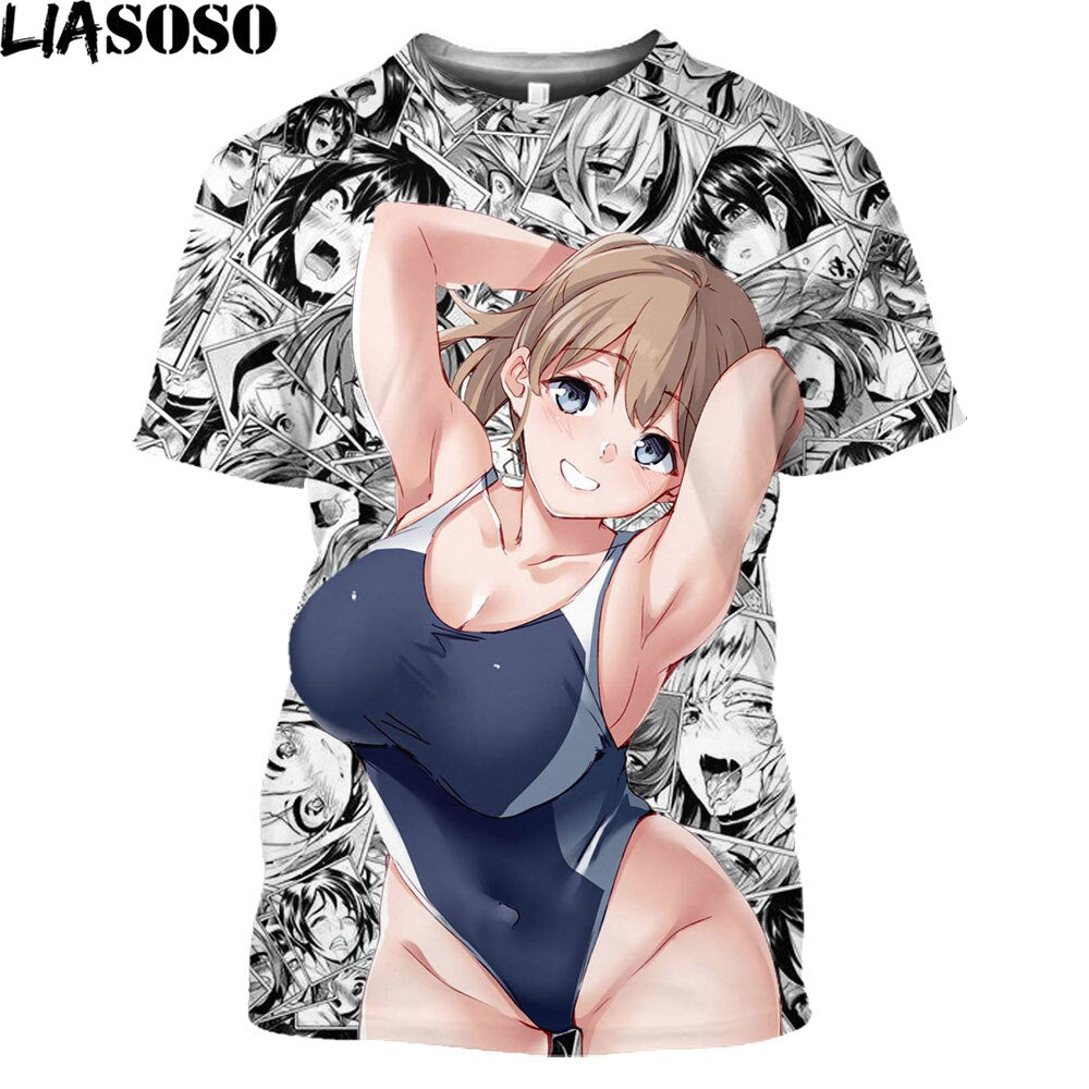 LIASOSO Anime Sexy Nurse Swimsuit Hot Sexy Body Loli Print Shirt 3D Summer Men Women T-shirt Holiday Otaku Clothing Maid Outfit