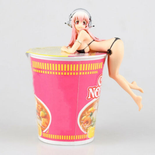Anime Super Sonico Cup Noodle Stopper Swimsuit PVC Figure Toy Sexy Action Model Japanese Cartoon Figurines Collectible Doll Toys