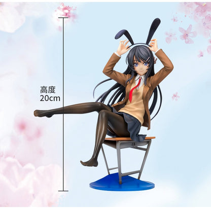 20cm Anime Rascal Does Not Dream of Bunny Girl Senpai Sexy Figure Toy Senpai Sakurajima Mai Chair Sexy Anime Action Figure Toys