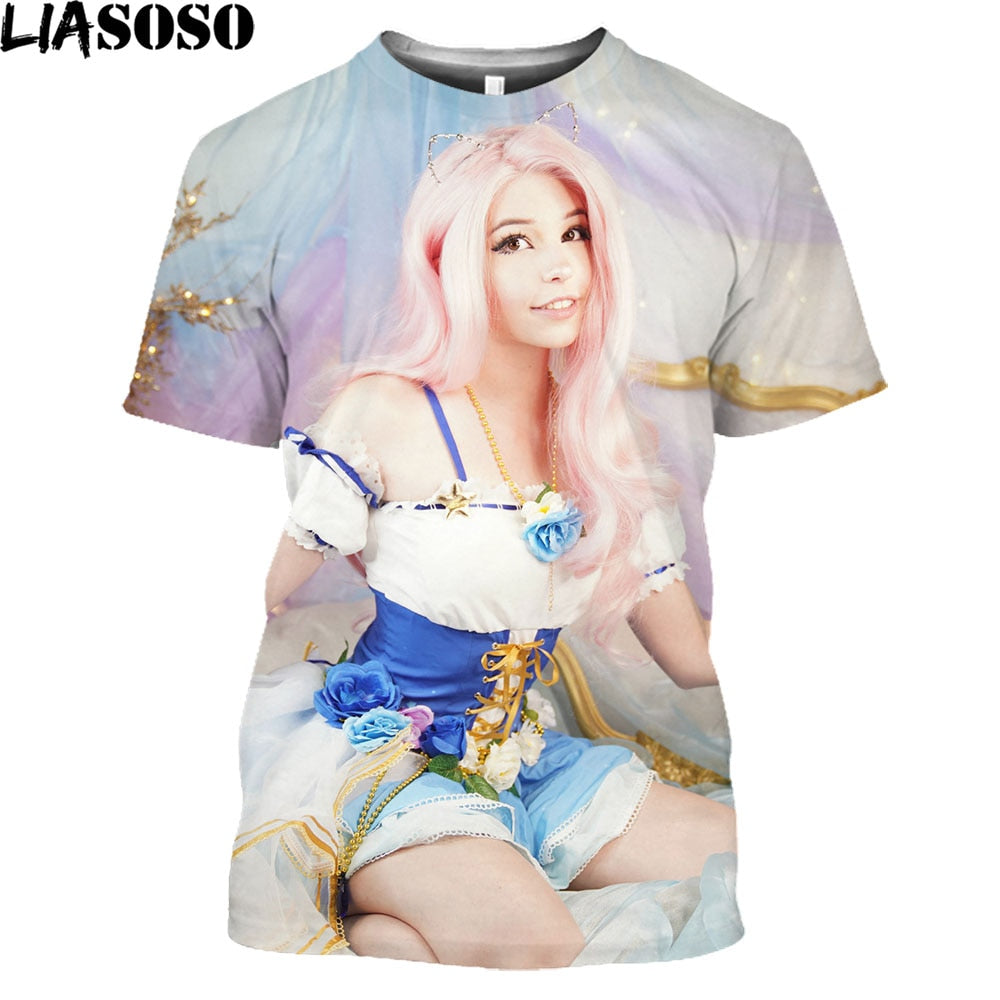 BELLE DELPHINE Hentai Japanese Anime Men's Fashion Tee Shirt Short Sleeve Casual 2021 New Arrival T-Shirt Otaku Harajuku Shirt